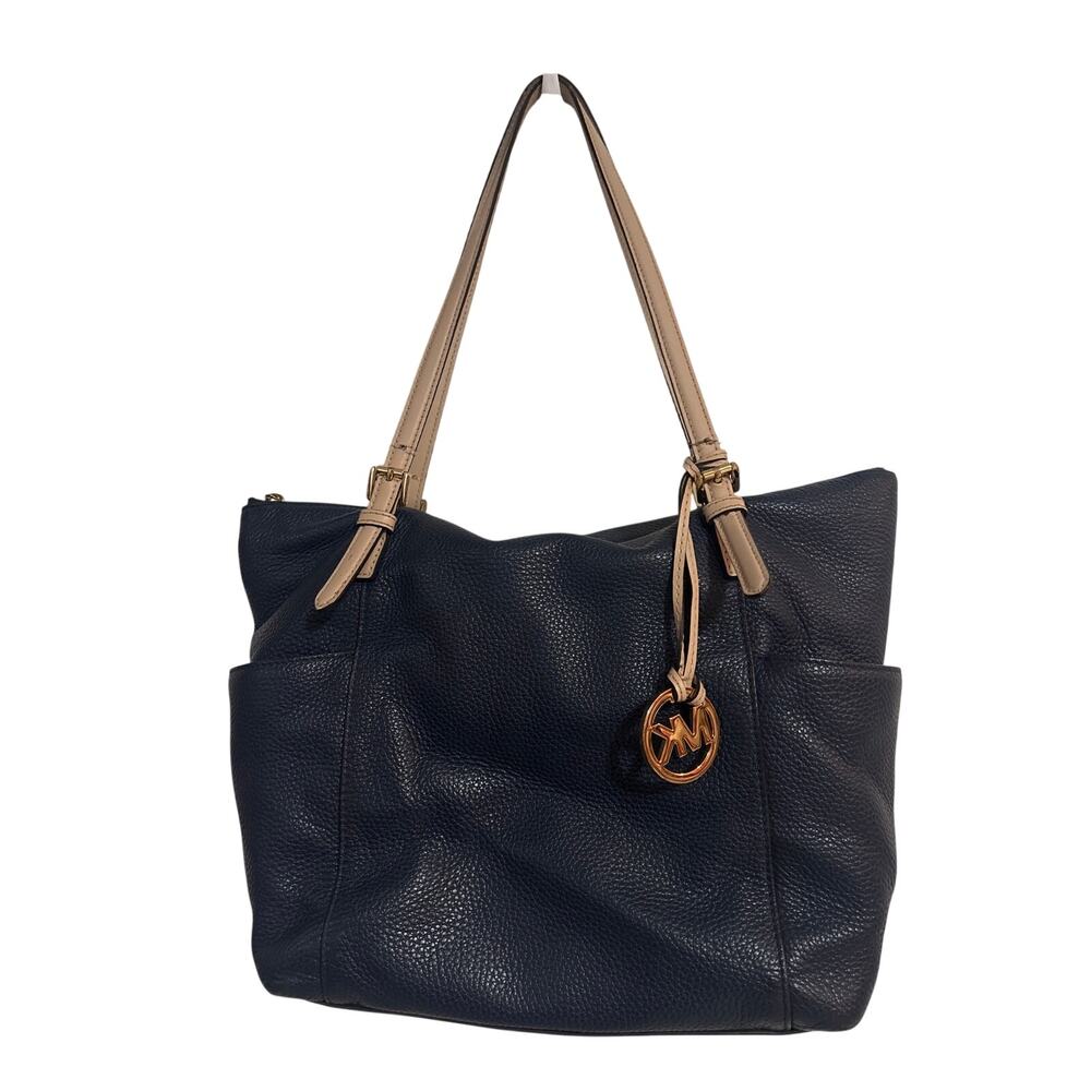 Womens Dark Navy Michael Kors Shoulder Bag with Tan Lining